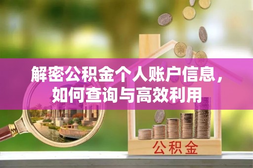 兰考解密公积金个人账户信息，如何查询与高效利用