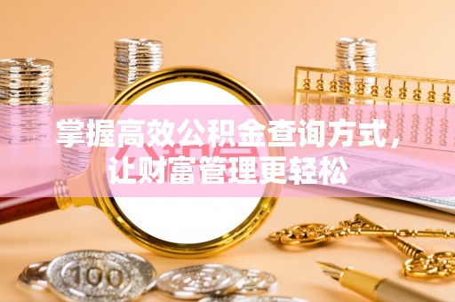 兰考掌握高效公积金查询方式，让财富管理更轻松